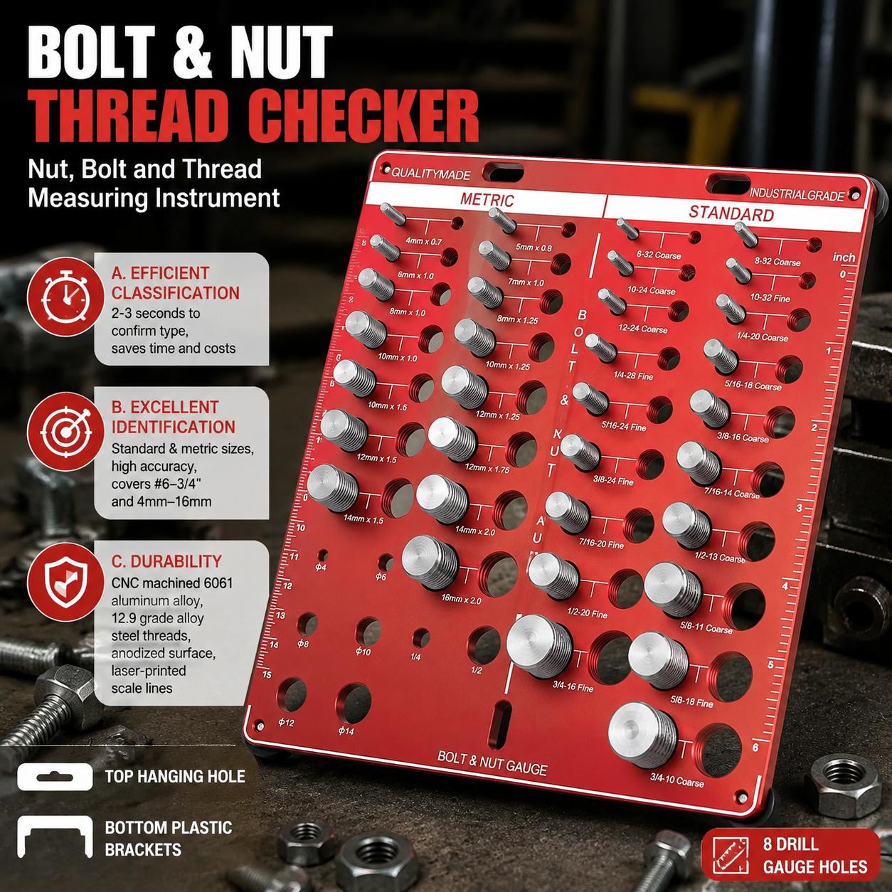 Workshop Cutting Tools - Nut and Bolt Thread Gauge Set