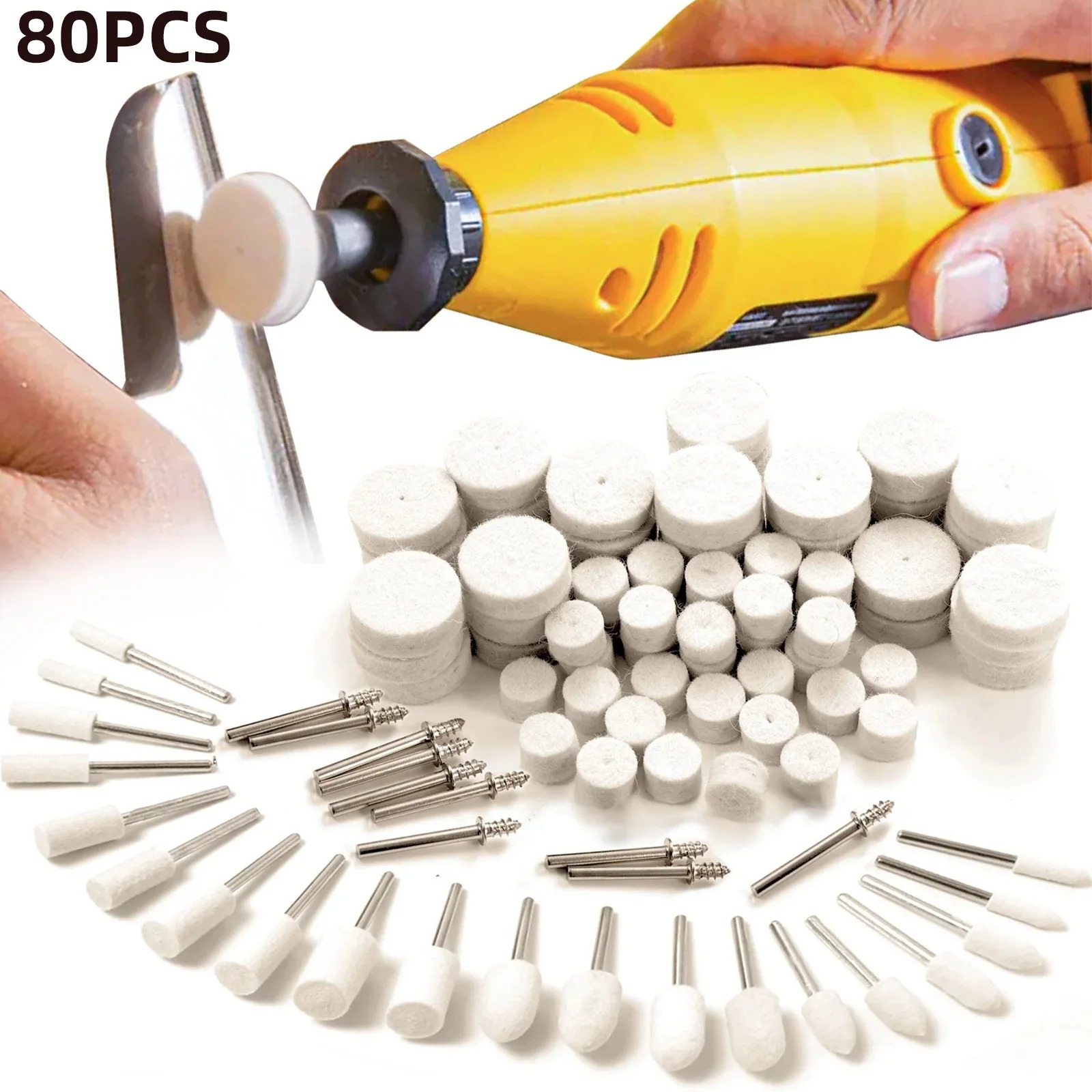 80PCS Wool Felt Buffing Wheel  - Tools Jewelry Making 评论和价格
